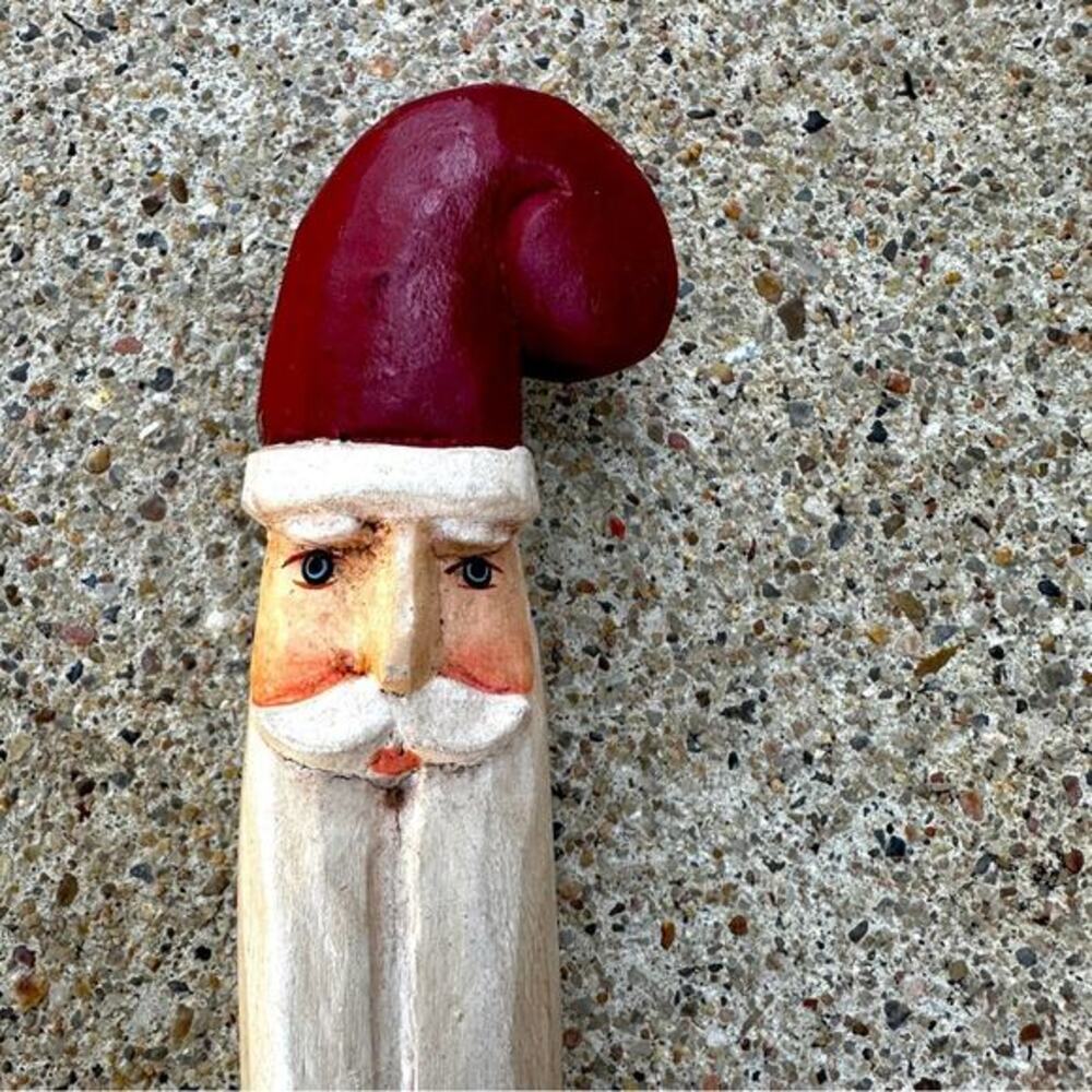 Hand carved and painted skinny Santa 10" - Picture 2 of 4